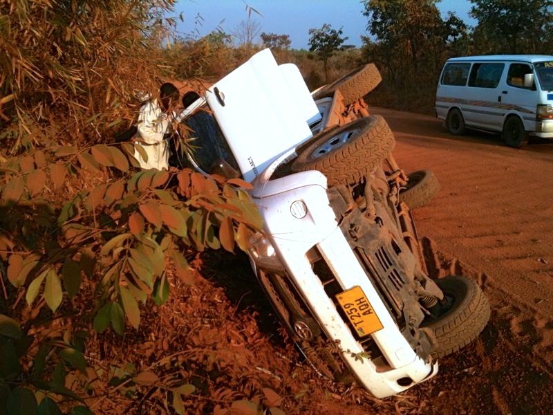Team truck overturned Team truck overturned