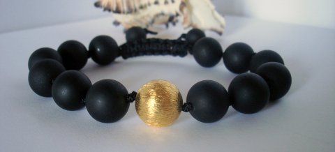 Armbnd m. Mat Onyx og Glidels