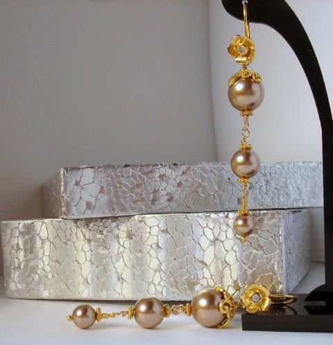 Guldreringe m. Swarovski Perler
