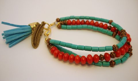 Armbnd m. Frynse og Fjer