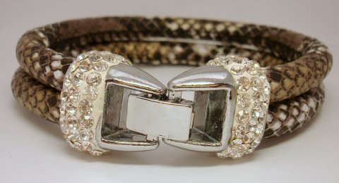 Skind Armbnd m. Krystal Ls