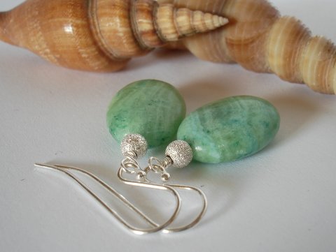 Sølvøreringe m. Malachite
