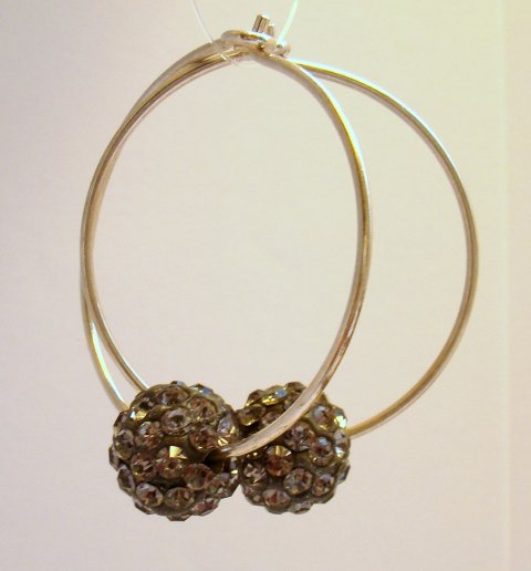 Slv Creolere m. Krystal Kugle -Grey-