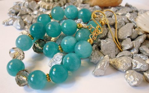 Guldreringe m. Bl-Grn Jade