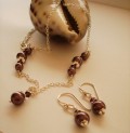 Smykkest  m. Swarovski Krystaller og Krystalperler -Burgundy-