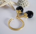 Guldreringe m. Sort Facet-Onyx