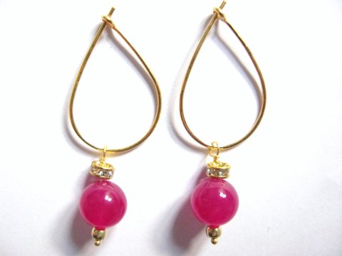 Pink jade på dråbeformet creol