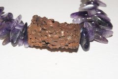 Copper flower, amethyst necklace