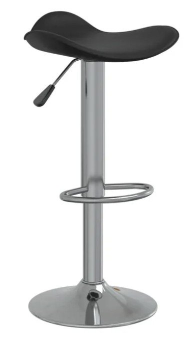 Bar Chair, Black Leather Seat, Crome Frame, Adjustable