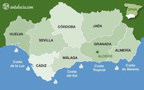 Kort over Andalusien