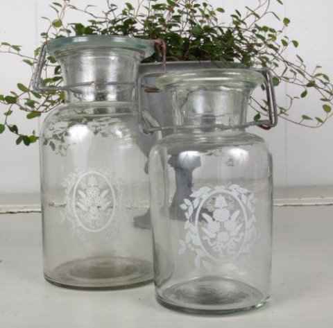 Flasche m. Decor, 13x6,5x7 cm