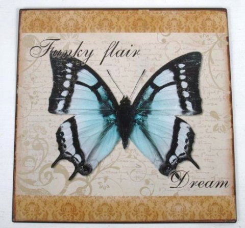Metal Schild m. Schmetterling 4 ass., 25x33 cm