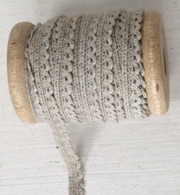 Spitzenband, Grau, Holzrolle, 15mmx10m