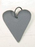 Hjerte, metal, gr/zink, 3x4cm