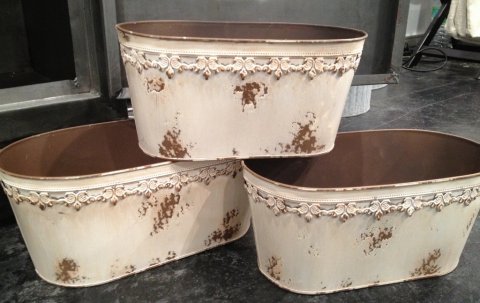 Oval Blumentopf, Creme,  L25 cm