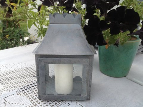 Lanterne med tungekant, zink, H20 cm