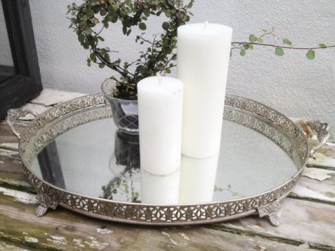Spiegelplatte, 42x27x4 cm, nickel antique