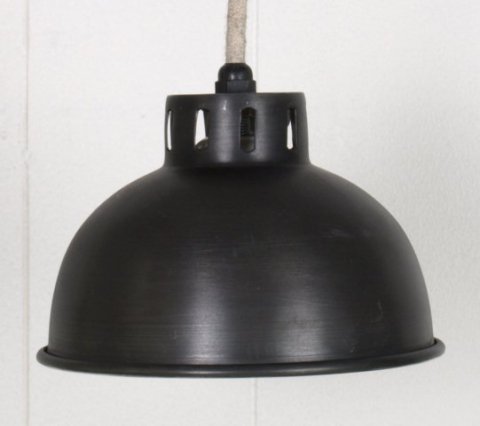 Metal lampe, grsort, 14x10 cm