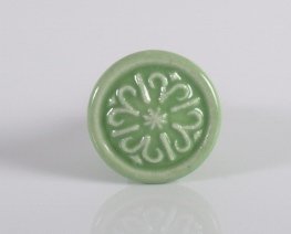 Knop keramik, rund, grøn