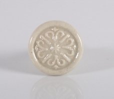 Knop keramik, rund, elfenben