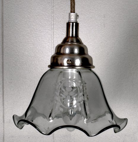 Hngend Glas Lampe, m. Dekor, 19cm