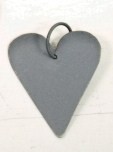 Hjerte, metal, gr/zink, 3x4cm