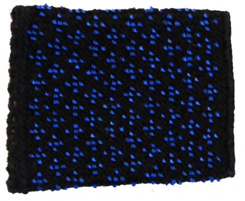 H�ndledsvarmere sort m/klare bl� perler - SOLGT