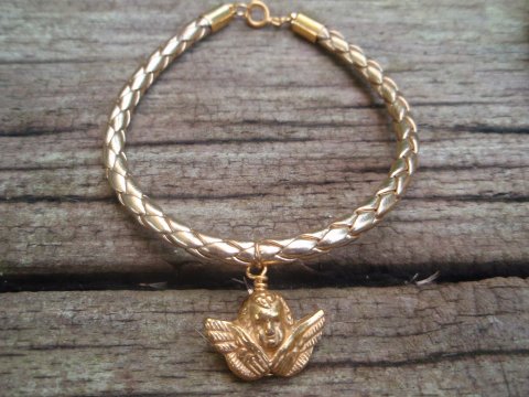 Guld lder m. engel