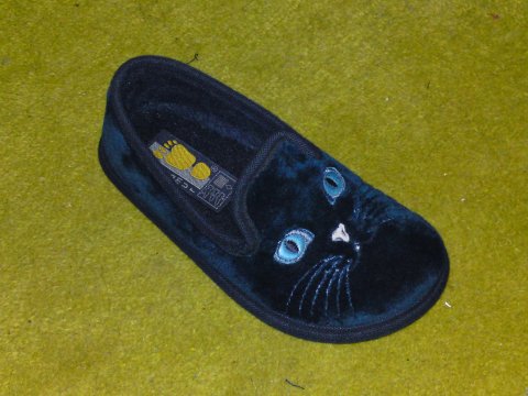 Calmazur velourhjemmesko med kattemotiv str. 29