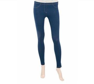 Mid-wash denim leggins