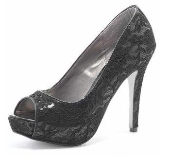 Sort lace peep toe