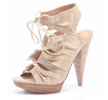 Nude lace up platform