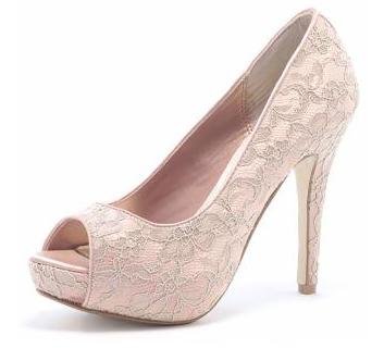 Blush lace peep toe