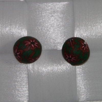 Fimo rerige rund grn med brune blomster