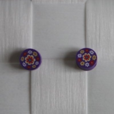 fimo rering med lilla blomst