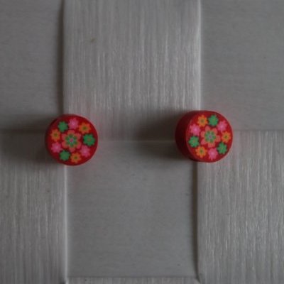 fimo rering med rd blomst
