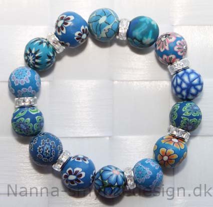 Fimo armbnd cowboy m. rhinstens perler