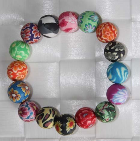 Fimo armbnd mixed m. 12 mm perler