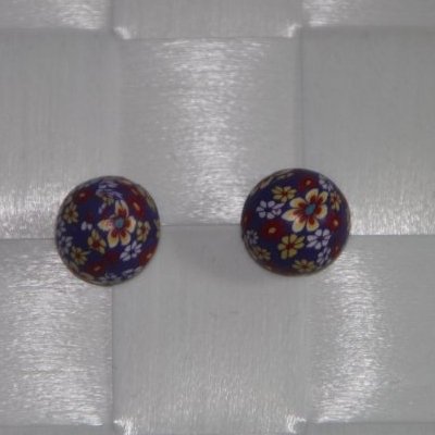 Fimo rerige rund lilla med forskelligt farvet blomster