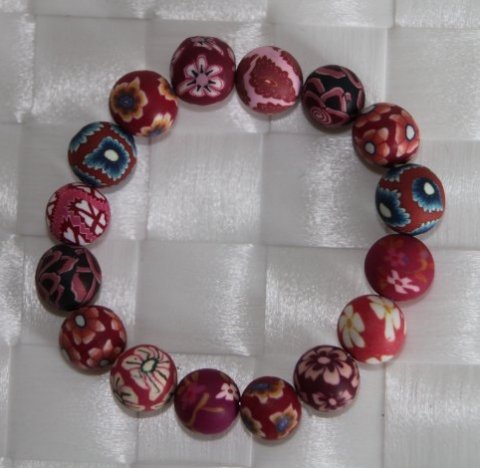 Fimo armbnd rd m. 12 mm perler