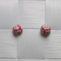 Fimo rering rd med hvide blomster