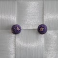 Fimo rerige rund lilla med lyserde blomster