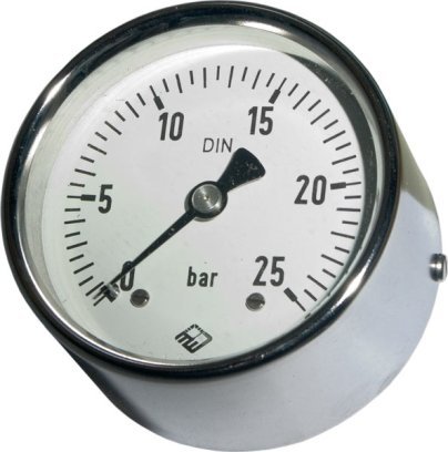 Manometer 0/25 bar, 80 mm, med forkromet hus