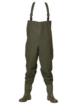 Waders med sikkerhedsstøvler, str. 43, oliven