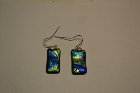 Hand crafted earrings in fp in turquis, green and blue