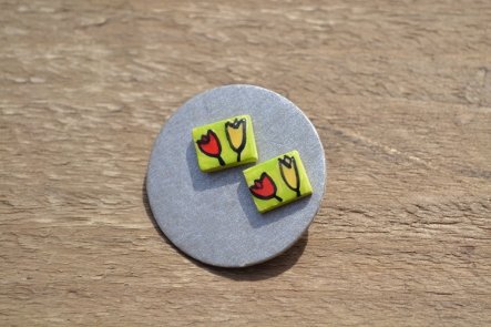 Light green with tulips