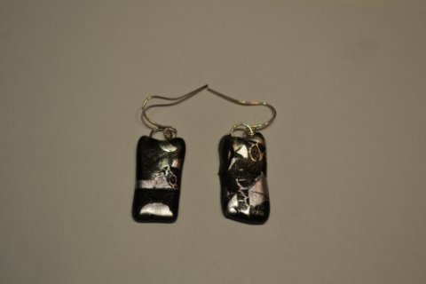 Hand crafted earrings in fp in silver and black