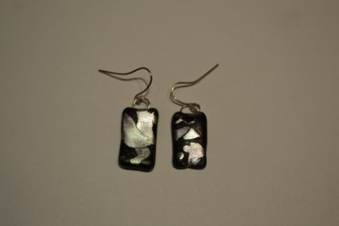 Hand crafted earrings in fp in silver and black