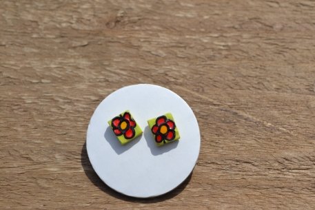 Light green with red flower