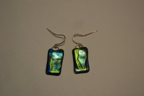 Hand crafted earrings in fp in turquis, green and blue